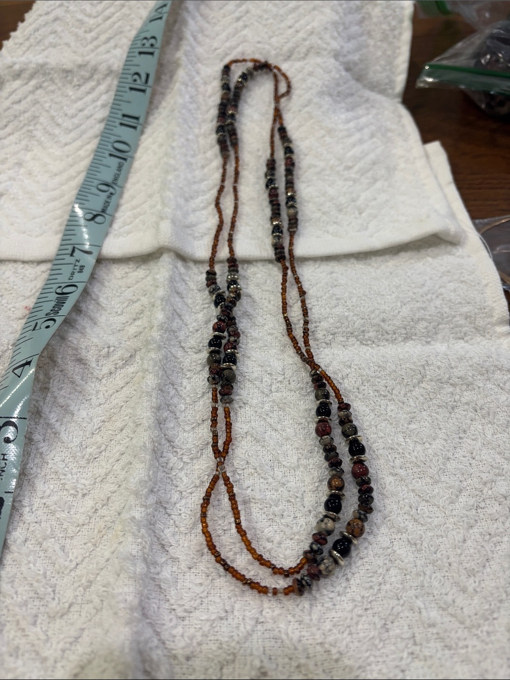 Multi-Strand Brown and Black Beaded Necklace